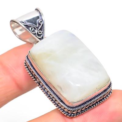 Natural Rainbow Moonstone Gemstone 925 Sterling Silver Pendant 1.89" f6L81