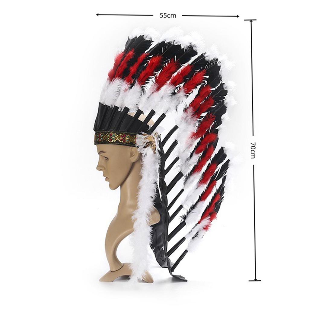 Artificial Feather Headdress Indian Headwear for Party Masquerade Show White Red