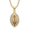 Rugby Zircon Pendant Stainless Steel Box Chain Men's Hip Hop Necklace Jewelry