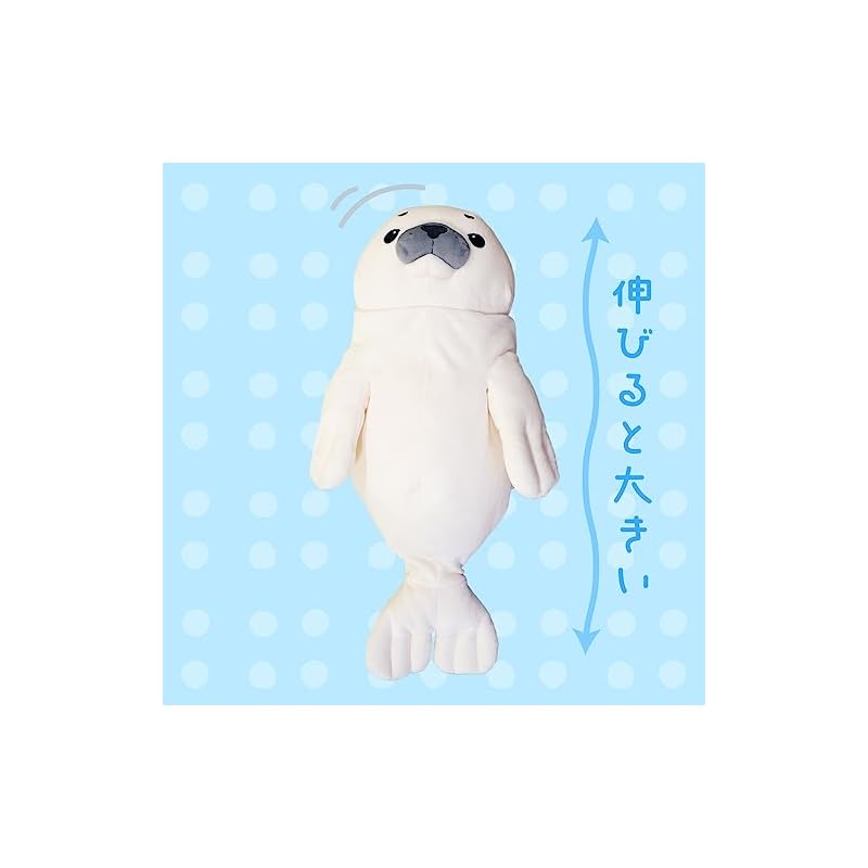 Shinada Global Mochi Series Mochi Seal White (mini) 7 X 5 X 14 Cm Plush Seal Animal MOAZ-0088W