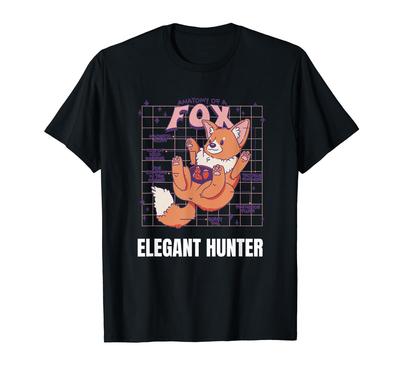 Elegant Hunter Retro Cute Fox Design T-Shirt