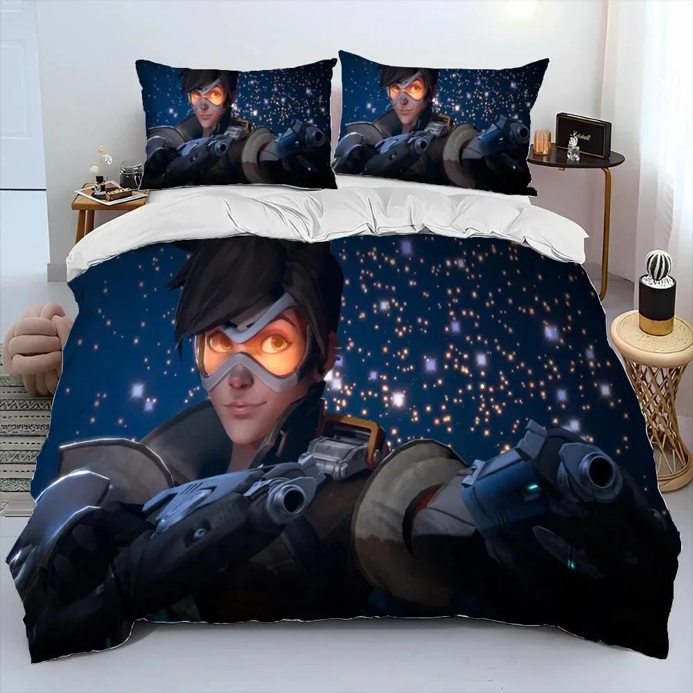 OW Overwatch Gioco Gamer DVA Set Biancheria da Letto Stampato Set Letto Con Federa Copripiumino Morbido Singolo Matrimoniale Queen Super King Size