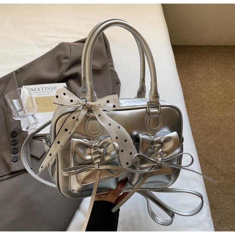 

Large capacity bag 2025 new backpack women s ballet style sweet handbag casual versatile multi-purpose commuter bag срібний