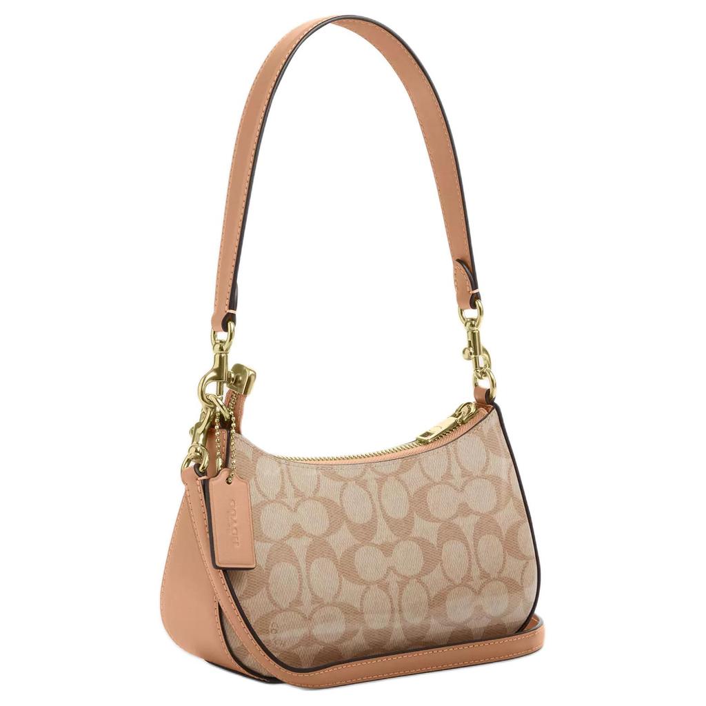 Coach Teri 19 Borsa a Mano/Crossbody a Spalla con Logo a Lettere su Tela Rivestita Mini Borse da Donna Beige CAJ93-IMEQO