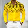 10 Colors of Men's Shirts, Fashionable Geometric Pattern Print Long Sleeve Shirts, Personalized Trendy Slim Lapel Casual Shirts