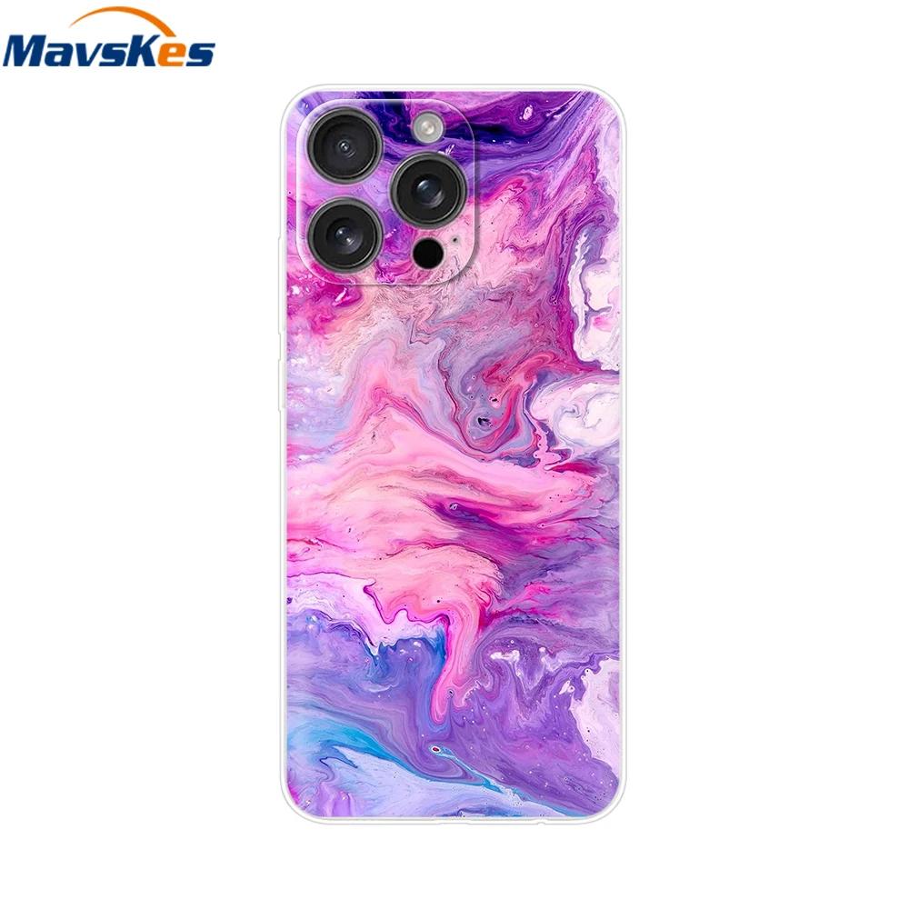 For iPhone 16 Pro Case 16 Plus Lovely Heart Soft Silicone TPU Painted Phone Cases for Apple iPhone16 Pro Max Cover Shell New Bag
