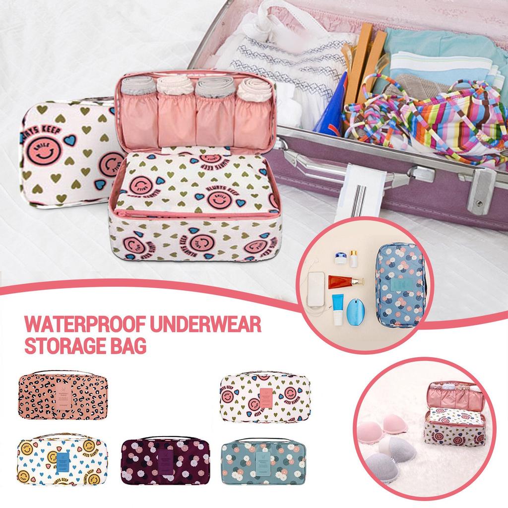 Portable Pattern Travel Underwear Bra Storage Box Storage Bag