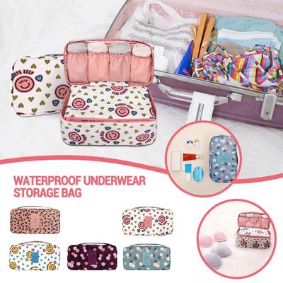 Portable Pattern Travel Underwear Bra Storage Box Storage Bag