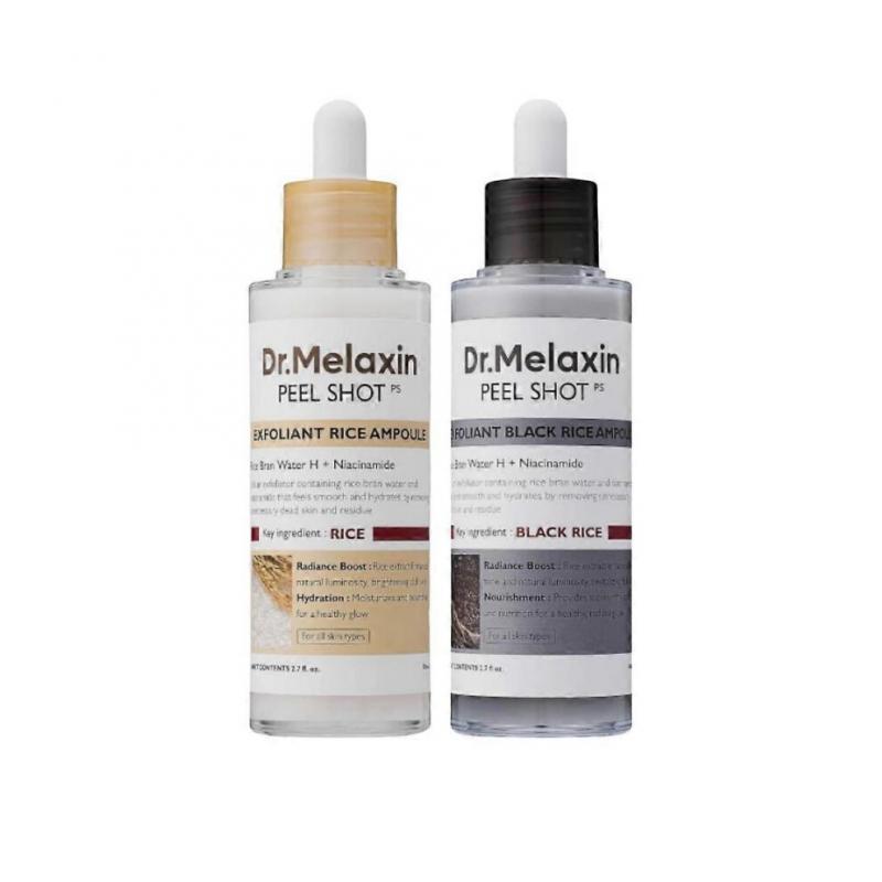 (2PCS)2 PEZZI Dr.Melaxin PEEL SHOT GLOW ESFOLIANTE RISO AMPOLLA (RISO BIANCO/RISO NERO)