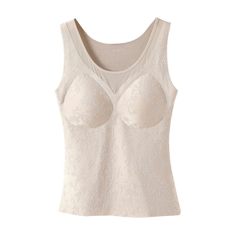 Lace Warmvest With Chest Pad Women's Fleece-Lined Warm Bra Underwear Autumn/Winter Warmest Clothing Base Layer
