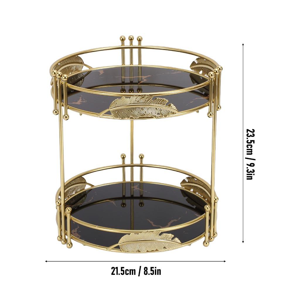Detachable Tray Desktop Shelf Gold Plated Cosmetics Storage Rack For Vanity Dresser Tabletop