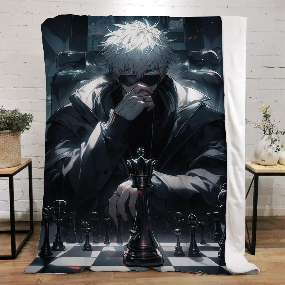Jujutsu Kaisen-Gojo Satoru Fleecedecke Groß Luxuriöse Decken und Überwürfe Strandtuch Bettüberwurf Mikrofaser Bettwäsche Flauschig Kariert