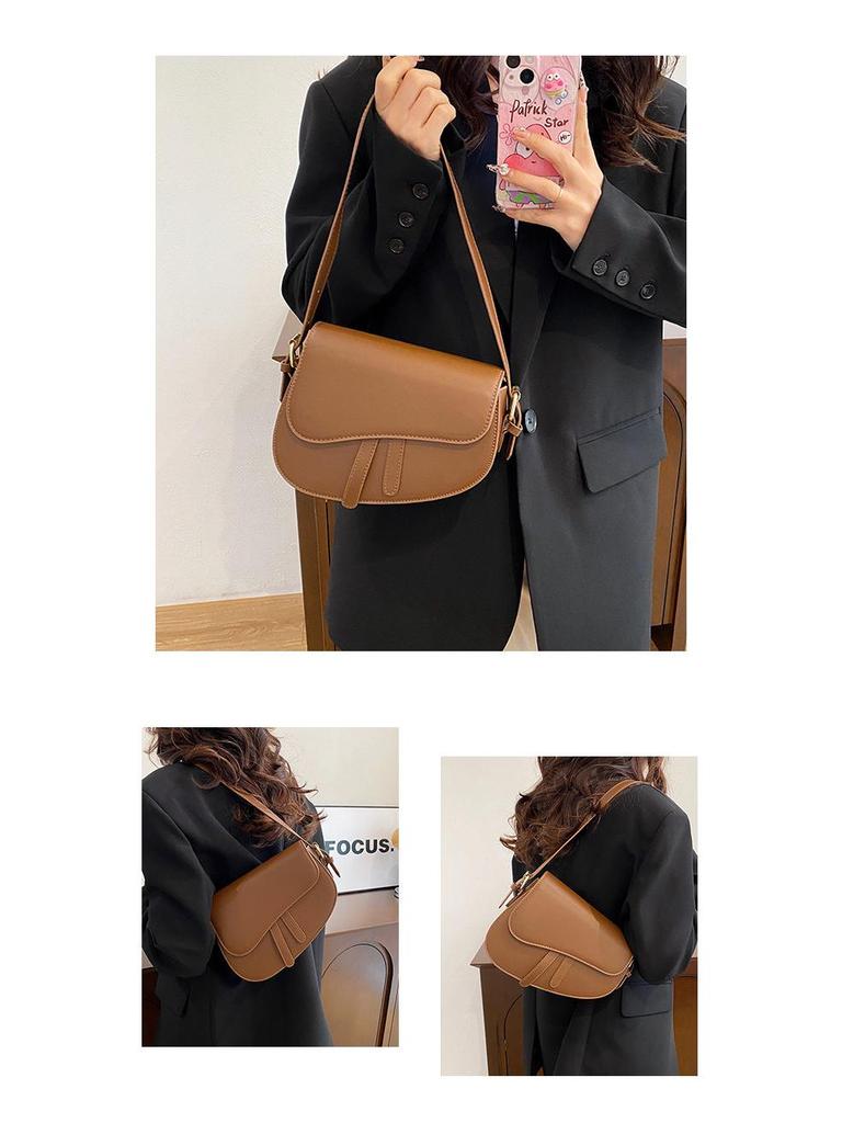 Retro Damen Schultertasche mit Doppelriemen - 2024 Trendige Crossbody Satteltasche