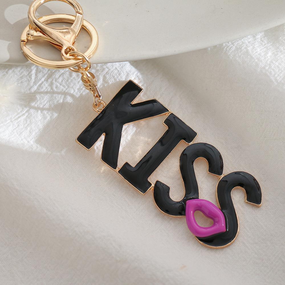 European American Letters Painting Oil Pendant Metal Three-Dimensional Cartoon Kiss Lip Bag Small Gift