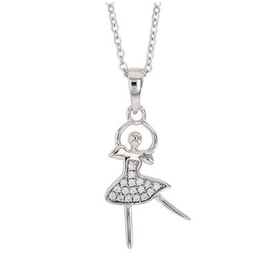 [Q9382] - Handcrafted Silver Necklace 'Danseuse Etoile' Silver-white (rhodium-plated) - 19x13 Mm