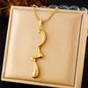 Gold Snake Chain Abstract Wave Drop Necklace