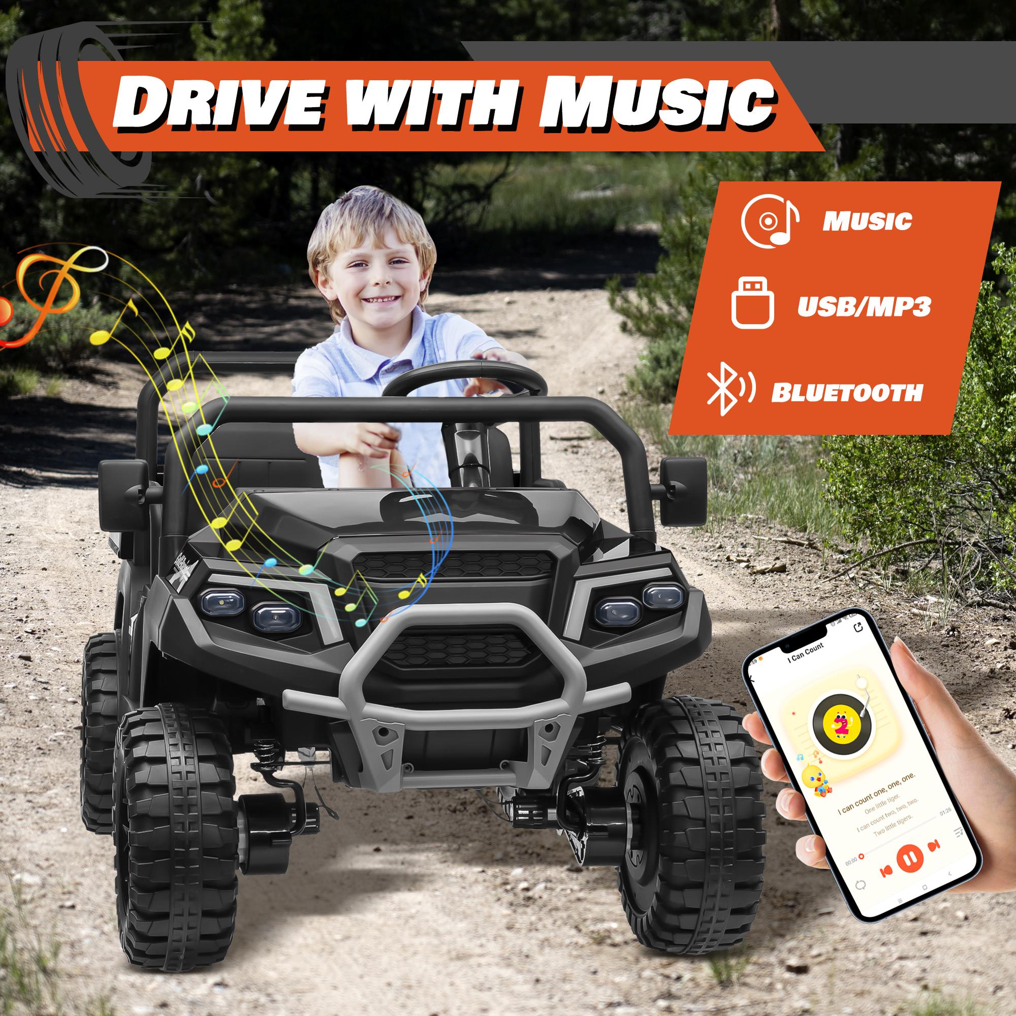 

Joyracer 24V Ride on Toys 4WD 2 Seater Ride on Car Truck with Remote Control, Electric Car for Kids w/ Dump Bed/ Shovel, чорний