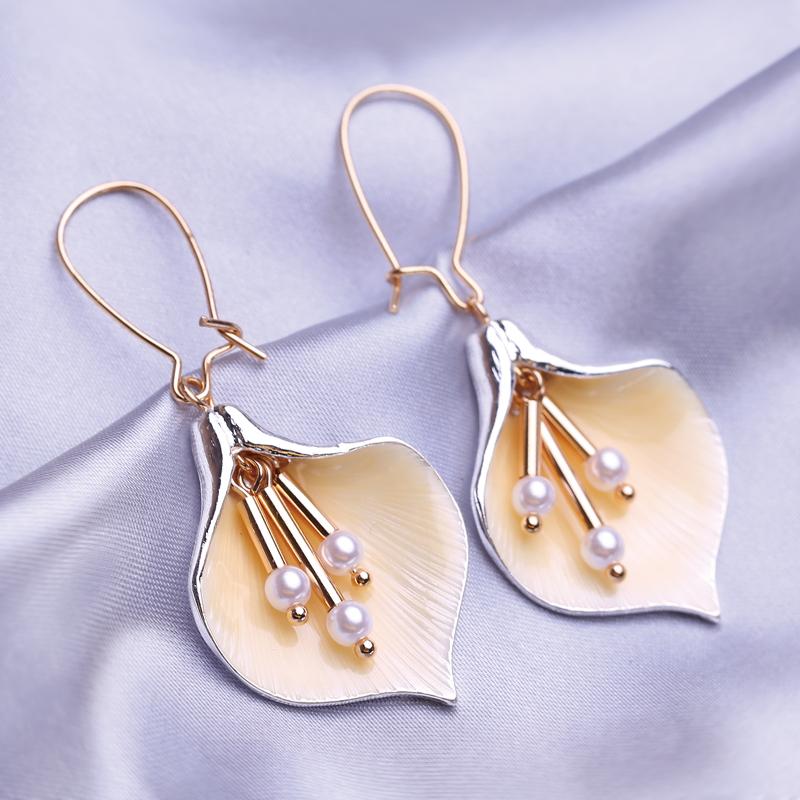 

Длинные серьги FEEYOO для женщин, популярные модные модные серьги с цветами, ювелирные изделия золотой