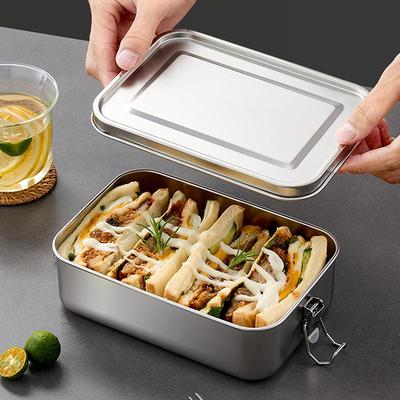 304 Stainless Steel Lunch Box Bento Box Metal Food Storage Container With Locking Clasp Suitable For Work And School