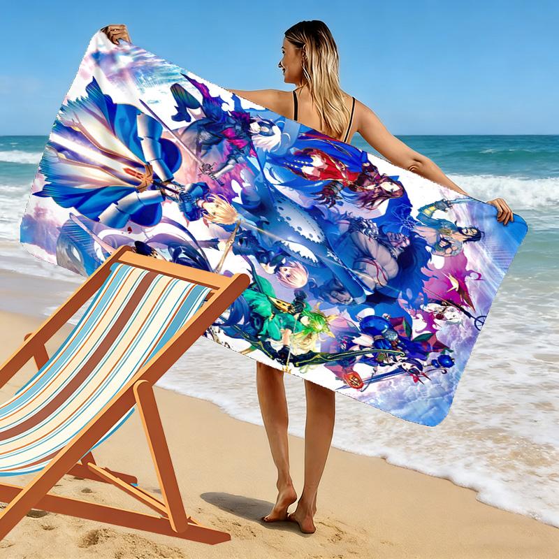 Fate Grand Order FGO Print Beach Towel, Large Soft Quick Dry Towel for Beach Camping Swimming