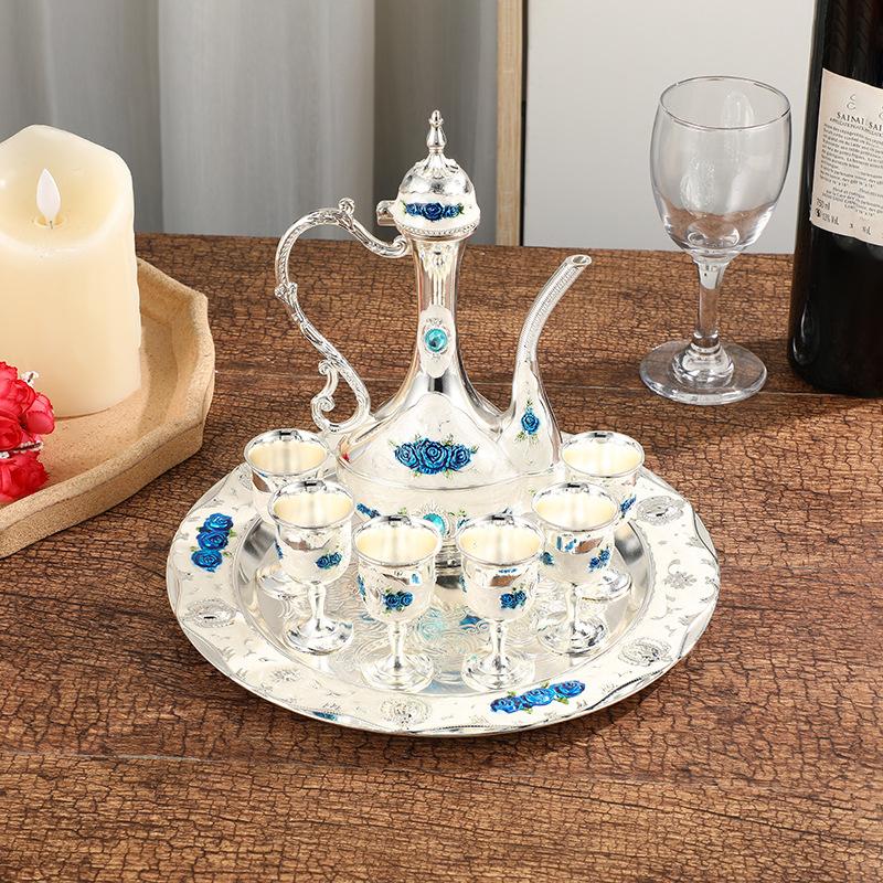 Set da Vino in Metallo Piccolo Motivo Rosa Set da Vino Bianco Set Caraffa da Vino