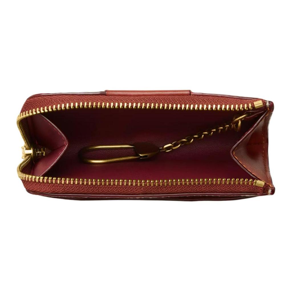 Coach Essential 11 Metal Logo Zipper Key Pouch Coated Canvas And Calfskin Unisex Accessories Brass Brown CR517-B4NQ4