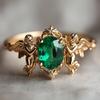 Eternal Love Guardian Angel Women Ring Inlaid with Green Cubic Zirconia, Suitable for Daily Wear, Wedding, Anniversary Gift