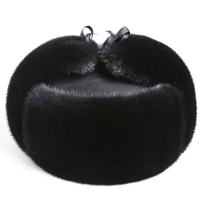 Mink Hat Male Whole Mink Mink Winter Middle-aged and Elderly Old Man Hat Mink Hair Ear Protection Warm Fur Otter Lei Feng Hat
