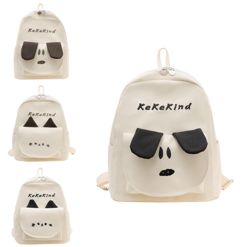 Cat Theme Dog Canvas Backpack Outdoor Large Capacity Schoolbag Breathable