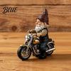 Hand Painted Gnome Figurine Riding Retro Motorcycle Figurine Motorbike Dwarf Resin Statue Ornament Sculpture for Home Office Desk Bookshelf