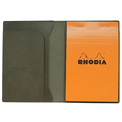 Rhodia No. 14 Horizontal Genuine Leather Cover (Made in Japan) with RHODIA 14 Notepad (Green)