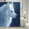 1pc Fierce Animal Wild Wolf White Wolf Bathroom Shower Curtain with 12 Hooks Shower Curtain Partition Curtain, Bathroom Decorati
