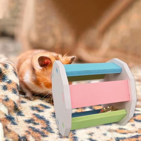 Hamster Toy DIY Exercise Training Rainbow Gerbils Rats Chinchillas Bell Roller Hamster Cage Accessories Pet Supplies