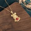 2022 Year of the Tiger Zodiac Gold-Plated Pendant Necklace with Imitation Red Agate