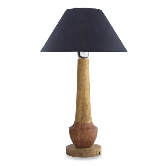 62 Cm Wooden Table Lamp for Bedroom Living Room, Timber Turned Wood Bedside Night Lamp With, E27 Holder, Bulb Included Home Décor Lighting