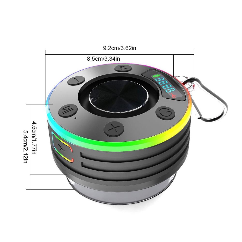 Bluetooth-compatible Mini Stereo Speaker IPX7 Waterproof with LED Light with Suction Cup for Bathroom Party Travel Beach Outdoor