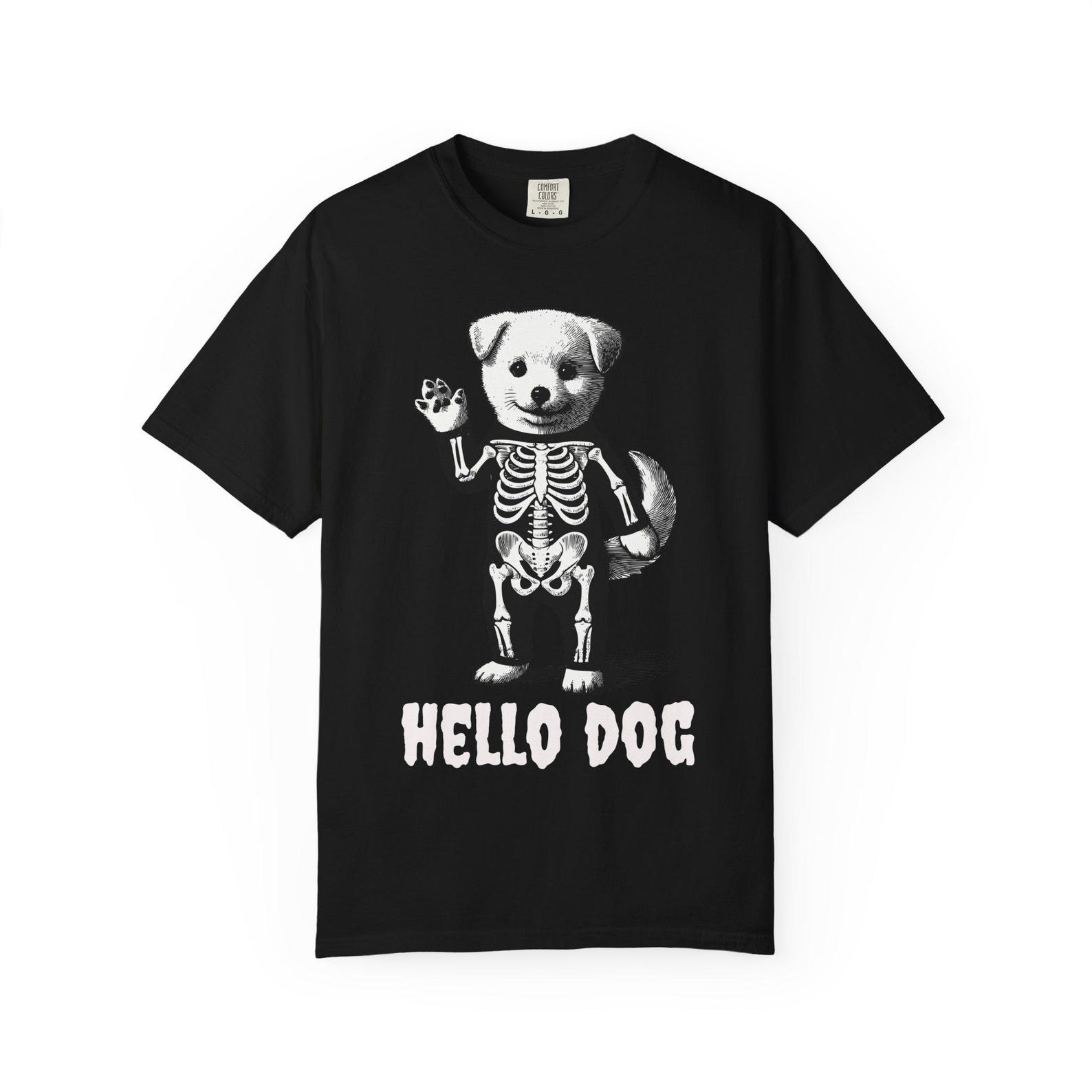 Funny Skeleton Dog Halloween T-Shirt: Color Pop Graphic Tee 4XL