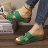 Summer Round-toe Wedge Comfortable Open-toe Casual Slippers Fashionable Thick-soled Large-size Fish Mouth Slippers For Women