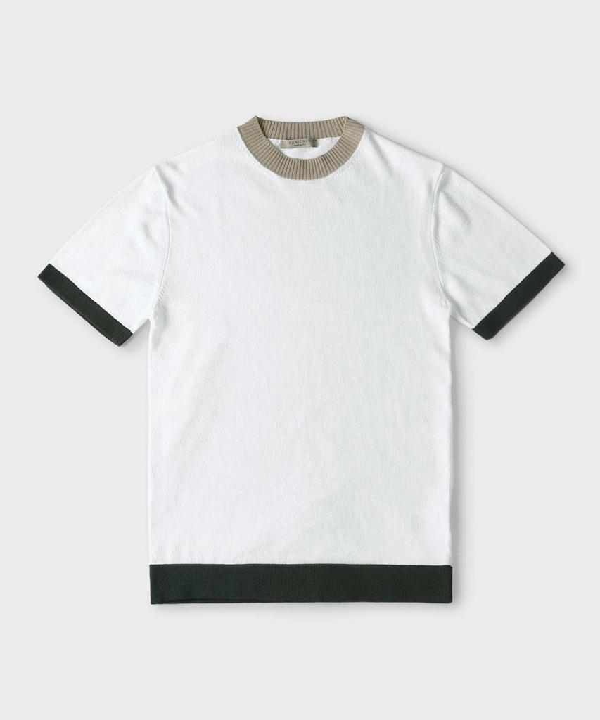 PANICALE White Cotton Linen Blend Short Sleeve Crew Neck Knit