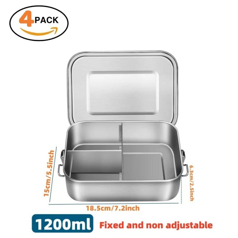 Stainless Steel Bento Lunch Box for Kid and Adults, Portable Leak-Proof Meal Prep Food Storage Container Dishwasher Freezer Safe