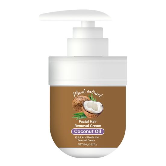 1/2Pcs 100ML Coconut Oil Facial Hair Removal Cream Plant Extract Painless Moisturizing Full Body Arm Leg Underarms Hair Remover Depilatory Cream 1pc