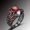 Gothic Black Skull Ring for Women, Purple Crystal CZ Stone, High Quality Statement Ring, Christmas Gift Jewelry for Women