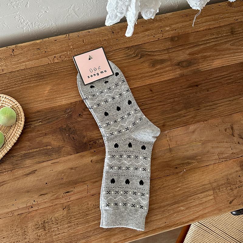 

Женские весенне-осенние носки-гольфы без косточек с милой любовью 1 pair серый