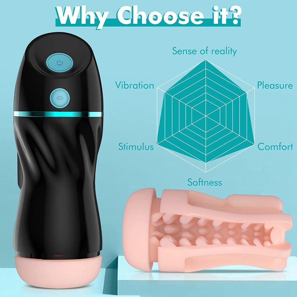Véritable automatique mâle Masturbation tasse succion poche chatte Silicone vagin jouets sexuels pour hommes adulte pipe vibrateur masturbateur 24cm