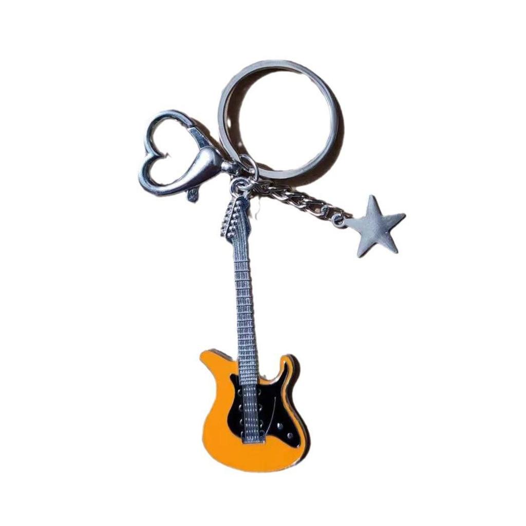 Y2K Hot Girl Electric Guitar & Star Pendant Keychain - Retro Sweet & Cool Millennial Style Ornament