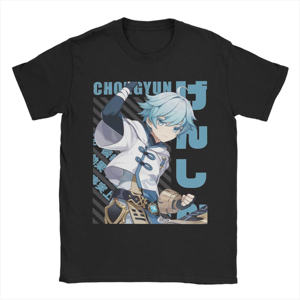 Vintage Genshin Impact Cartoon TShirts for Unisex Unisex Round Neck 100 Cotton T Shirts Gaming EleUnisext Tee Shirt Gift Idea Tops