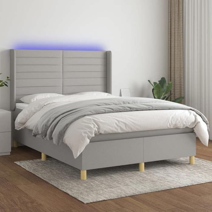 VidaXL Sommier à Lattes de Lit avec Matelas et LED, Lit Rembourré, Lit Double, Lit Adulte de Chambre à Coucher Intérieur, 3138957