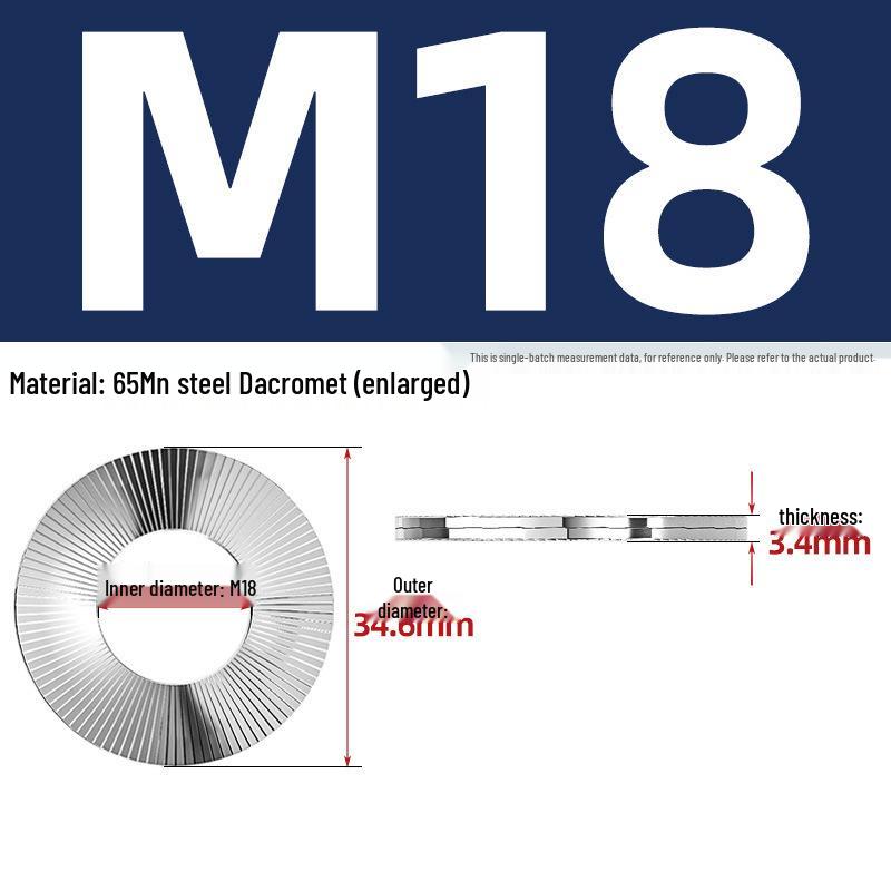 DIN25201 304 Stainless Steel Self-Locking Double Stack Washer, 65Mn Manganese Anti-Loosening, Double-Sided Tooth Layer.