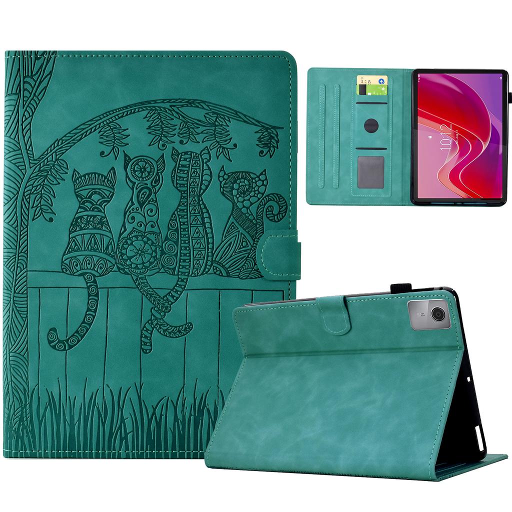For Lenovo Tab M11/Xiaoxin Pad 11 2024 Case Cats Imprinted PU Leather Card Slots Tablet Cover