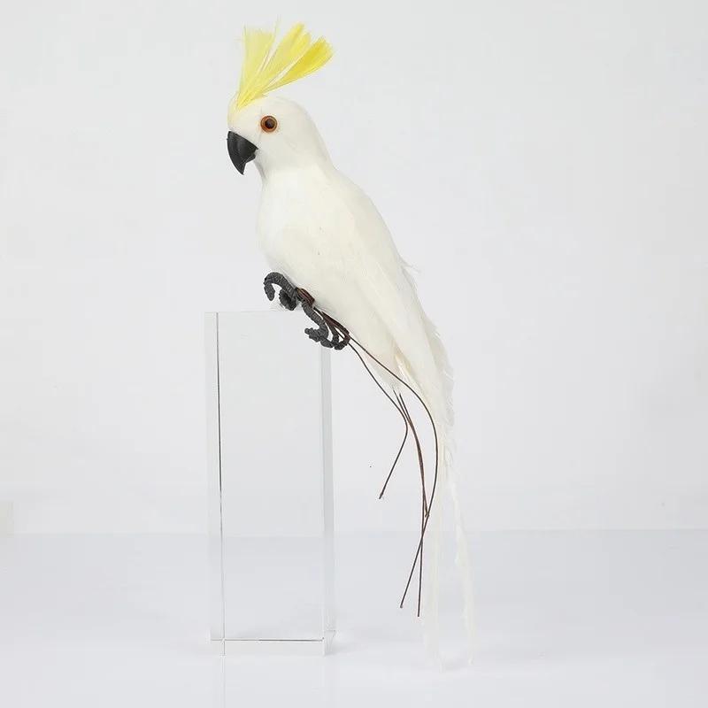 

25/35 см ручная работа имитация попугая креативное перо газонная фигурка украшение животное птица сад птица реквизит украшение 35cm белый